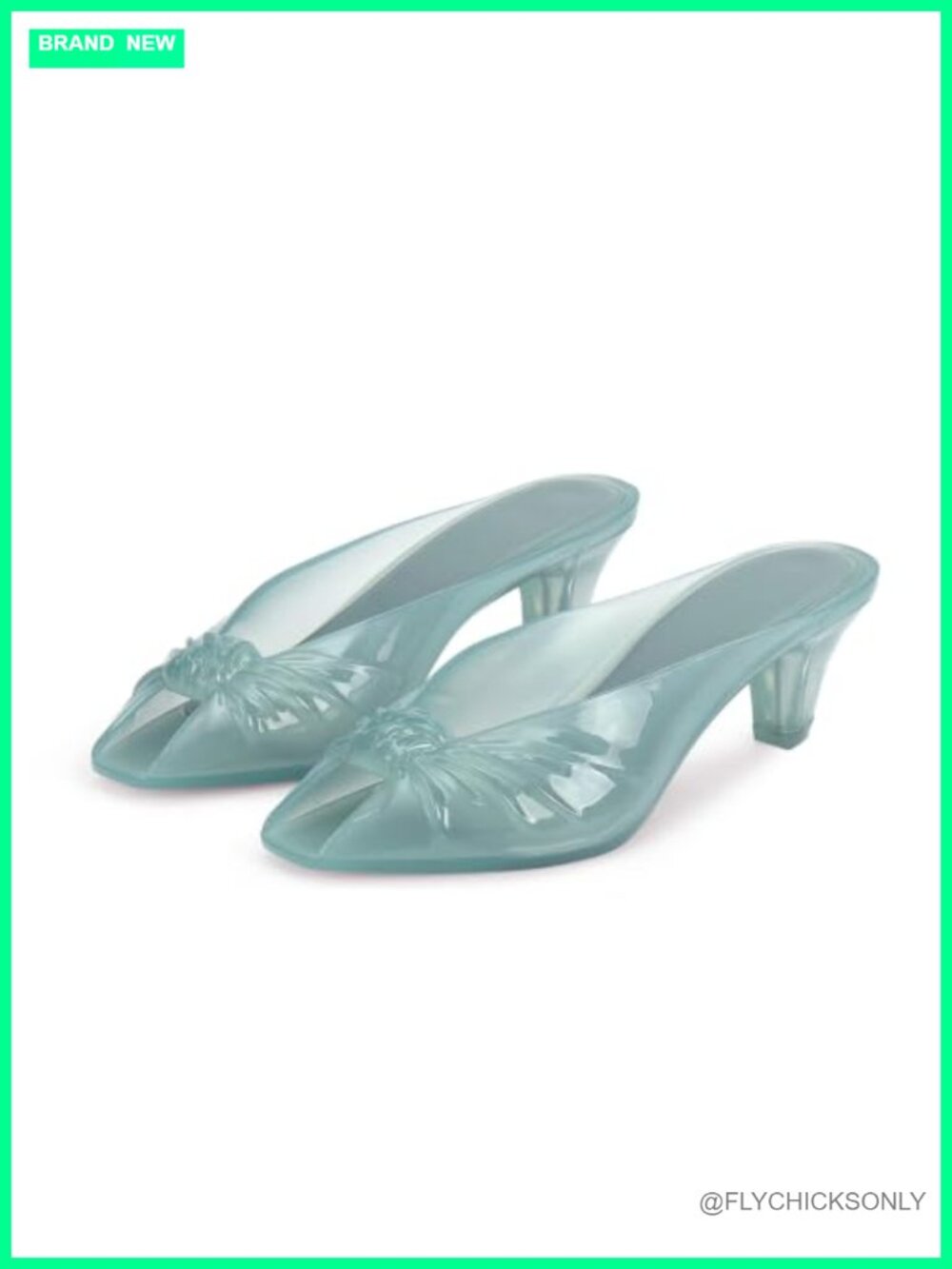 Clear Jelly Slide Sandals Kitten Heel Open Toe Mules Summer Beach